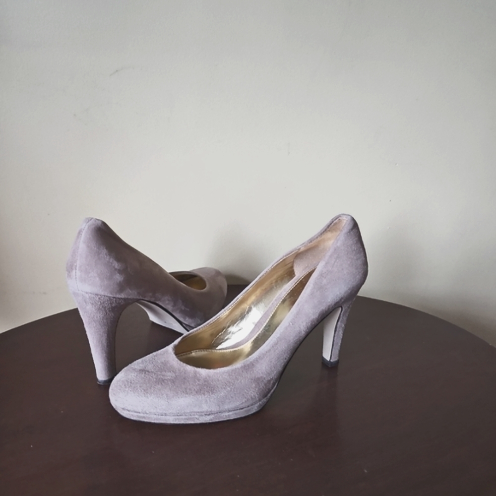 Enzo Angiolini SHOES SUEDE DK Tan SZ 7 A ROUND TOE 4" High Heels.